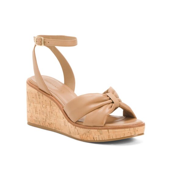 BERNARDO Sand Leather Keatny Wedge Sandals